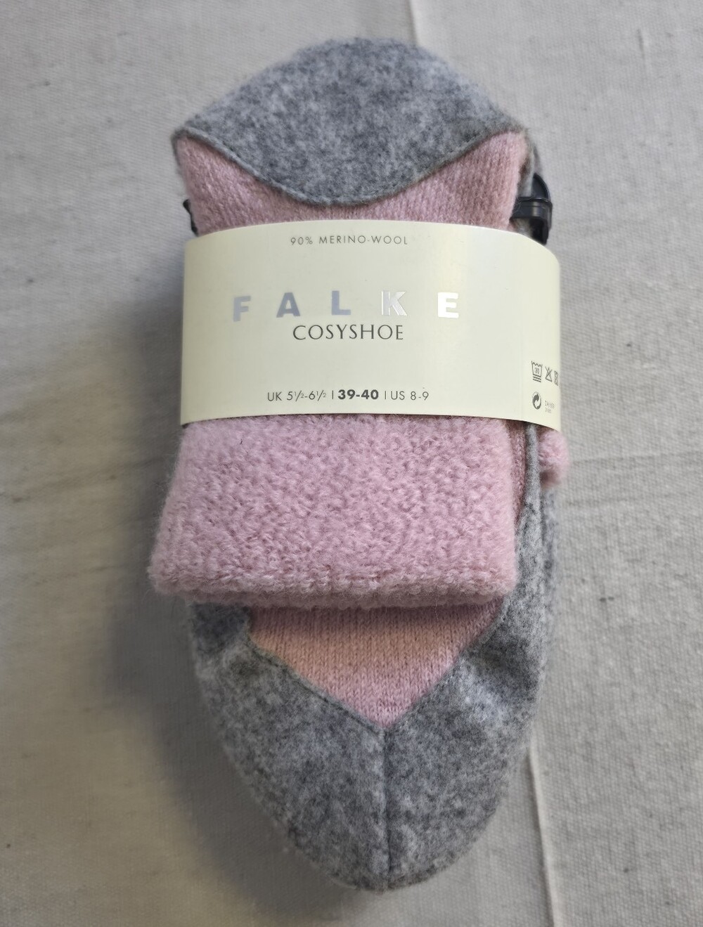 Falke Cosyshoe Slippers Merino Wool Slip-reducing sole Gray Pink 39-40 US 8-9